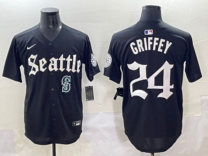 Men 2025 Seattle Mariners #24 Griffey Black Five generations Joint Name Nike MLB Jersey style 15